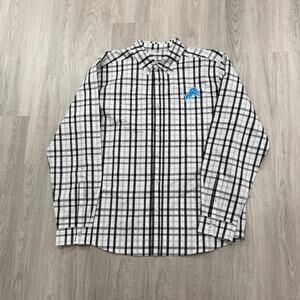Antigua Detroit Lions Button Down Shirt Men's Extra Large White Black Plaid NFL